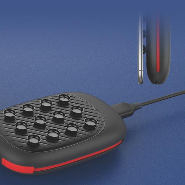 2019 New Portable Built-in Cable Power Bank 10000mAH With Suction Cup、LED Light-Up Logo and Wireless Charging Function