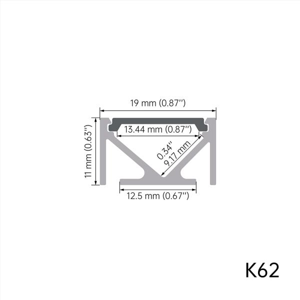6063 T5 Anodized Aluminum LED Profile with 19 × 11mm Size for Surface Mount Strip Lighting Channel