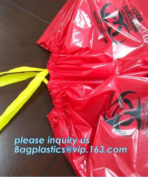 Plastic biohazard waste bags for clinical waste, big capacity yellow biohazard bag with gusset, Autoclavable Biohazard M