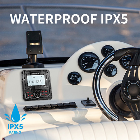 Boat RV ATV SUV Marine Stereo with IPX5 Waterproof Rating and USB Bluetooth