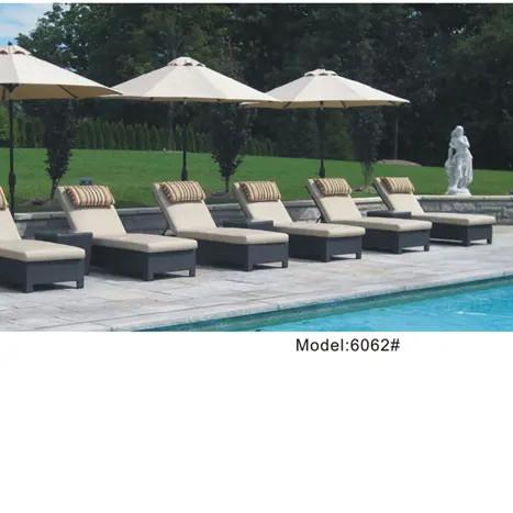 Outdoor hotel beach rattan wicker resin pool waterproof chair sun lounge single sunbed daybed---6062