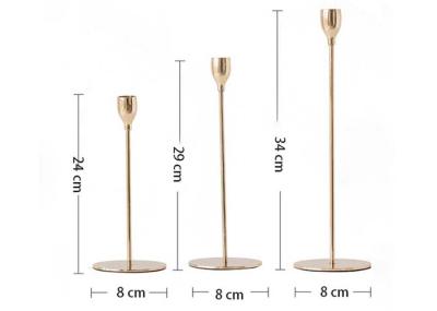 Home Decor Gold Color OEM Brass Taper Candle Holders Gift Set For Wedding Party
