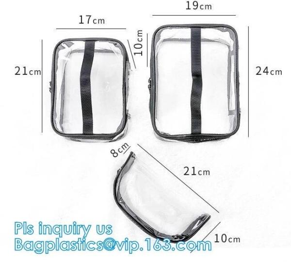 PVC Zip Lock Plastic Cosmetic Travel Packaging Bag, Travel Set Stand Up Bags For Agency With Custom Logo, Waterproof Pla