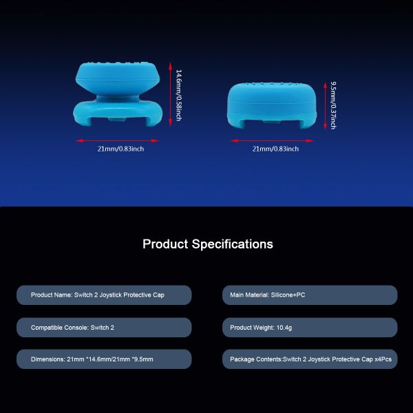 Hybrid PC + Silicone Raised  High & Low Mushroom Joystick Thumb Grips for Nintendo Switch 2 Joy-Con Controller