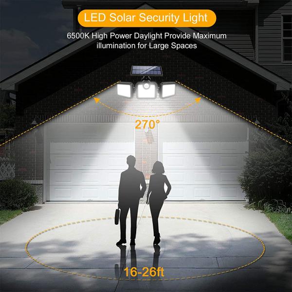 6500K 1.8W Outdoor LED Solar Lamp 270 Wide Angle 3.7V 2400mah