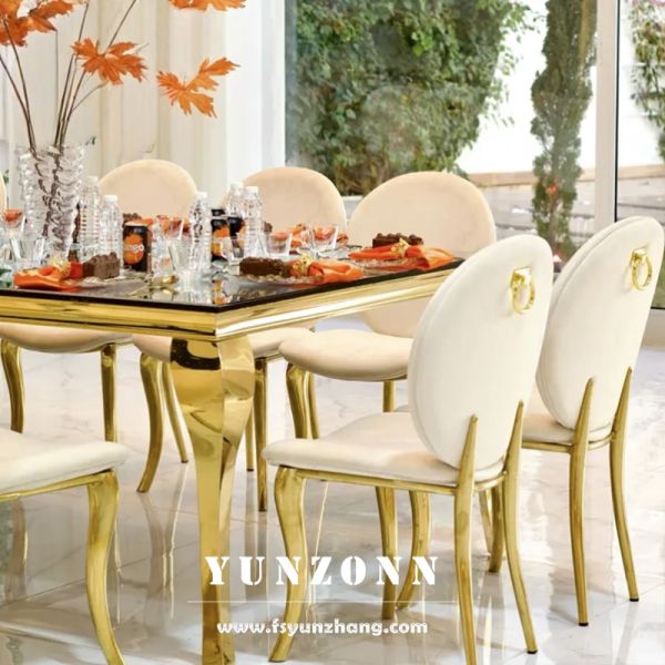 Banquet Hall Round Back Velvet Gold Stainless Steel Restaurant Wedding Events Chair