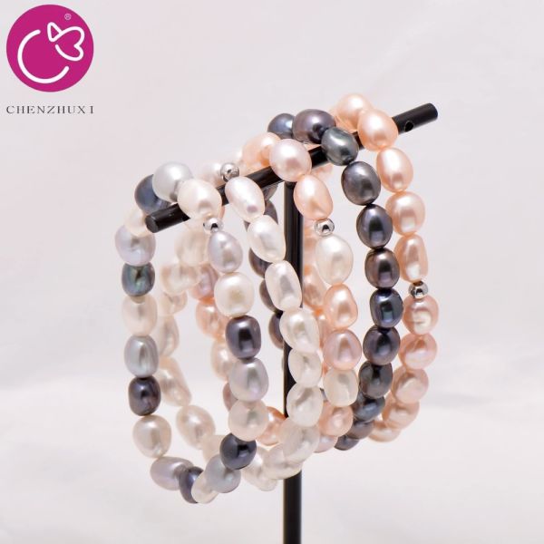 White Rice Shape Adjustable Handmade Freshwater Pearl Beads Women Bracelet