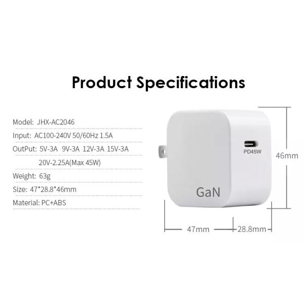 45W PPS 30W GaN USB C Wall Charger For IPhone 12 13 Pro Max MacBook Air