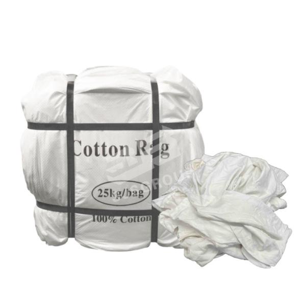 Good absorbency Cotton Knit Rags Fabric 100% Cotton Export Oriented Garment Cutting Clips Reclaimed 25lb Box of White Ra