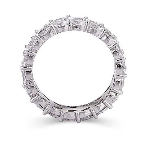925 Sterling Silver Marquise White Gold CZ Eternity Band Rings Express Service DHL