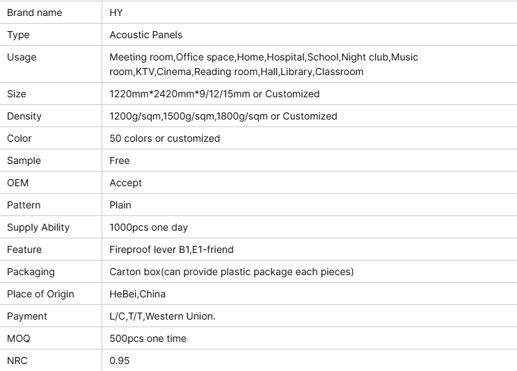 Customized Color PET Acoustic Panel Light Modern Design Home Decoration