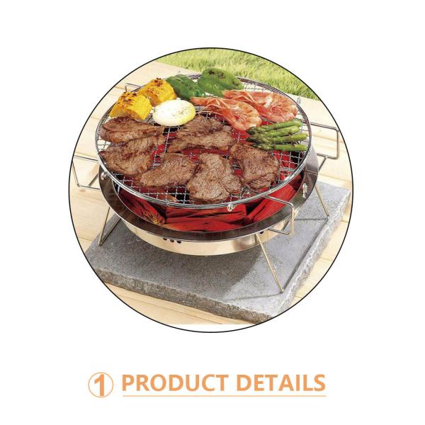 гриль угля барбекю нержавеющей стали 30x20cm вокруг мини складчатости