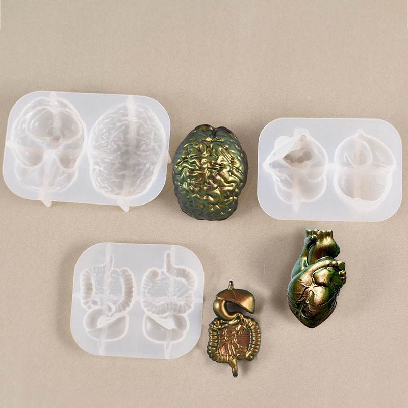 DIY dropper resin human 3D organ silicone mold visceral brain heart 3D pendant grinding tool