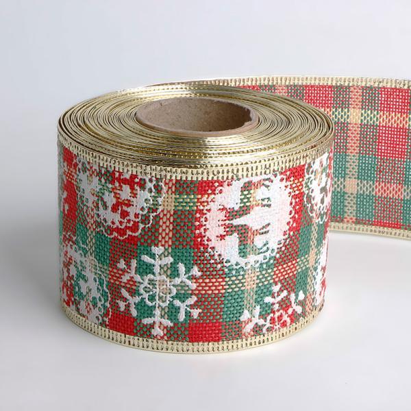 Шнурка с напечатанным рождественским логотипом для упаковки Ширина 63 мм Шнурка из ткани