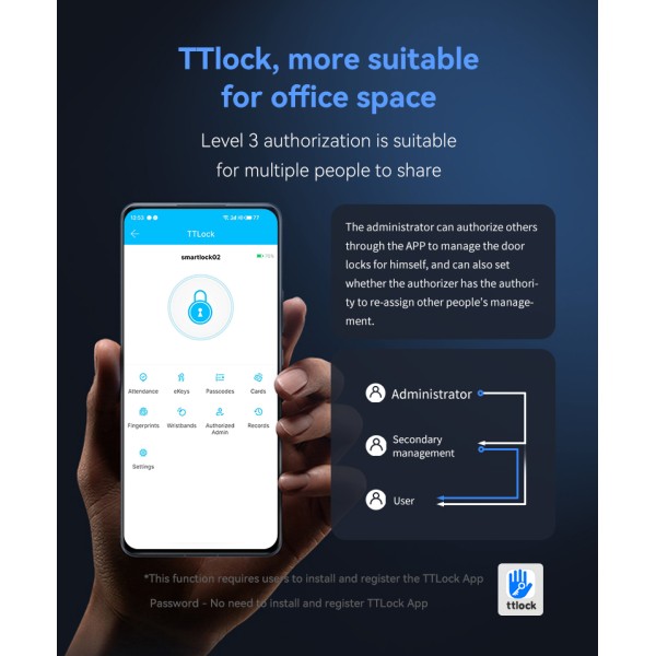 YAGU Intelligent TT Biometric Code Fingerprint App Smart Door Locks Smart Aluminum Door Lock With TTlock App