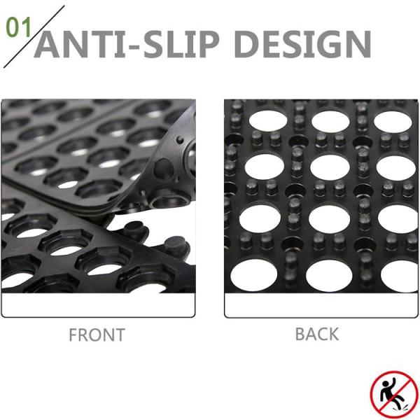 Anti-Fatigue Non-Slip Interlocking Rubber Floor Mat Heavy Duty Commercial Interlock Mats For Indoor Restaurant Kitchen
