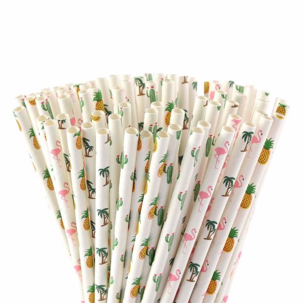 Cute Patterns Tropical Paper Straws  Daily Life Decorative Paper Drinking Straws