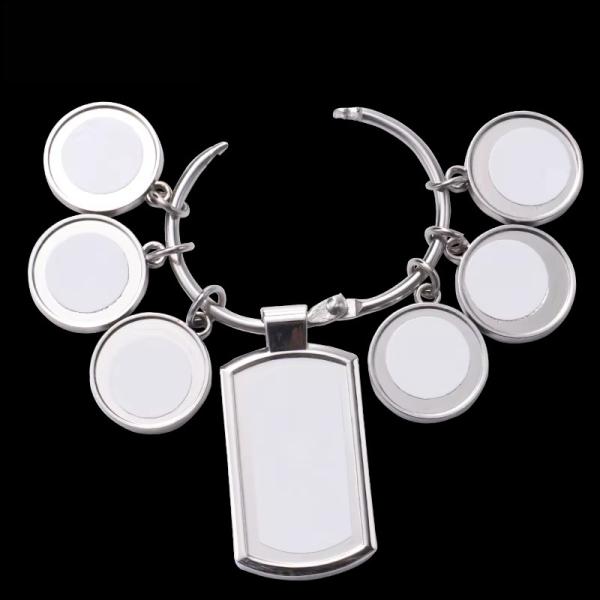 Llaveros de regalo promocionales personalizados Diseño en blanco Amuletos de sublimación Juego de llaveros con 3 etiquetas