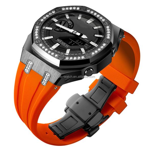 5th Generation Custom Luxury Mod Kit For Casioak Ga 2100 Silicone Band And Diamond Set