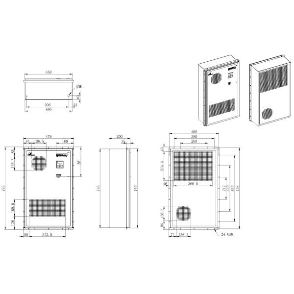 Дверное питание от переменного тока 2000 Вт кондиционер для наружных шкафов