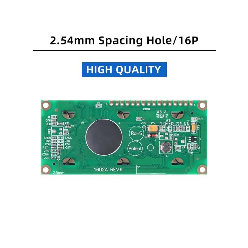 OLED1602A Black Film, 16×2 Character OLED LCD Display Module, WS0010-TX, Parallel Interface, 66x16mm View Size, Working Temperature -40+80 Display