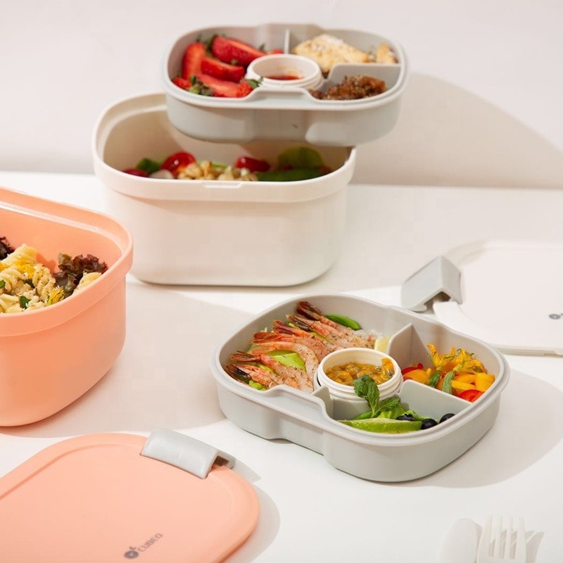 506g Large Capacity Rectangle Salad Fruit Bowl Container for Lunch 5 Compartment Box