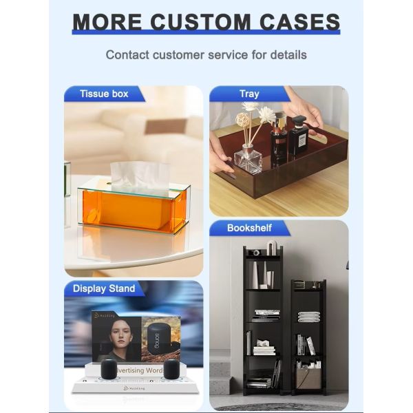 100*100*100mm Transparent Acrylic Square Five-Sided Storage Box for Desktop Organization