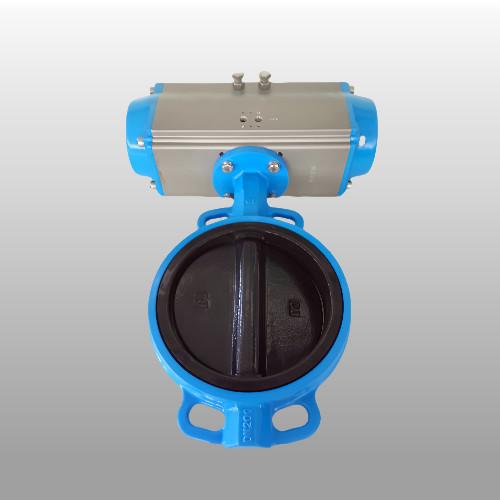 Wafer Butterfly Valve With Double-Acting Pneumatic Actuator