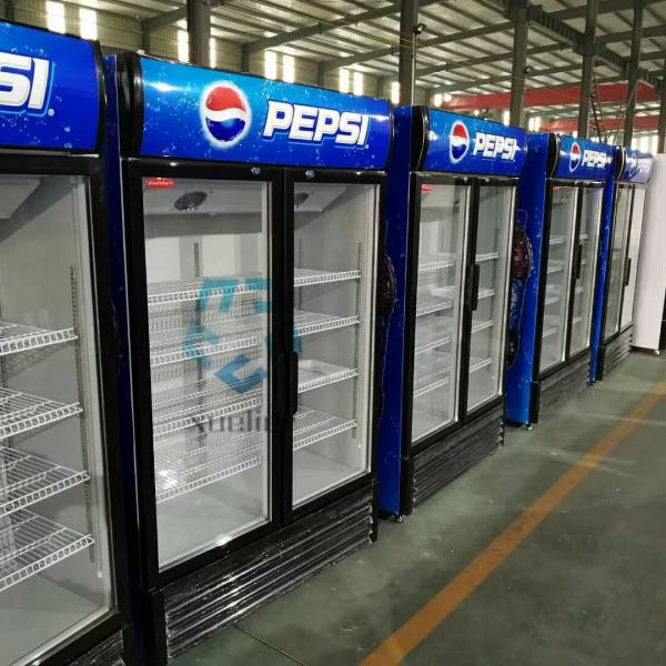 Double Door Pepsi Glass Door Refrigerator Upright Display Fridge Beer cooler