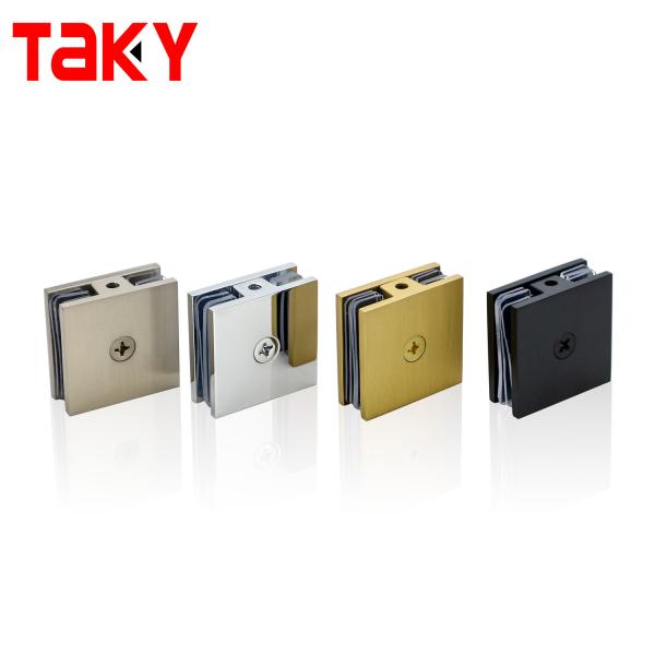 Square 0 Degree Fitting Glass to Glass Door Hinge Corner Glass Door Clamp