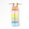 Square Tila Beads Enamel Hoop Earrings , 70cm Hanging Beaded Earrings