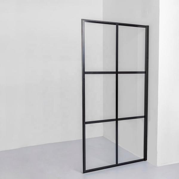 Safety Round Corner 6mm 8mm 10mm Black Grid Tempered Glass for Shower Bathroom Door