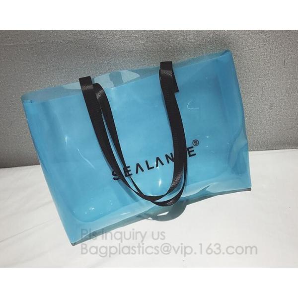 pvc transparent zipper bikini cosmetic bag, tote lady waterproof PVC swimming transparent beach bag, beach bag swimming