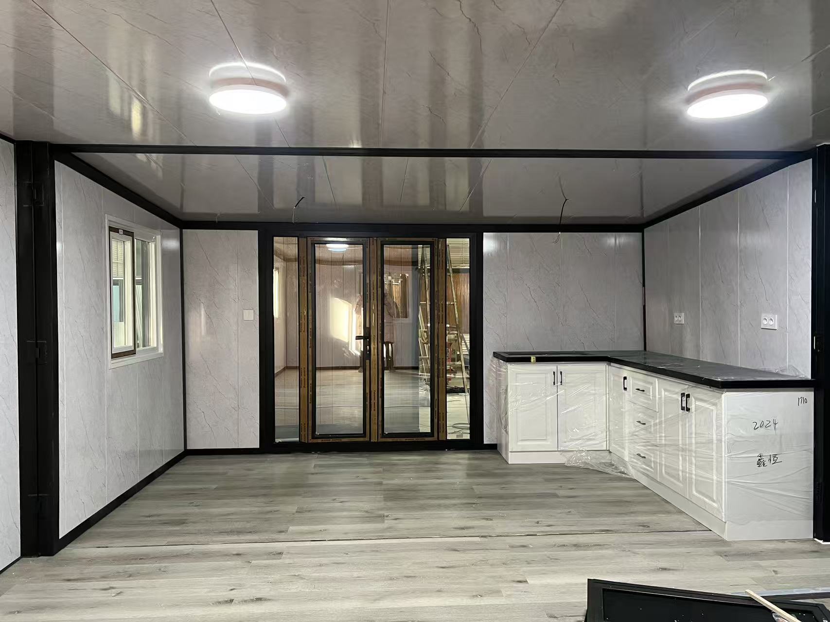 30FT Suburban Estate Expandable Container House – Textured White Block Edition