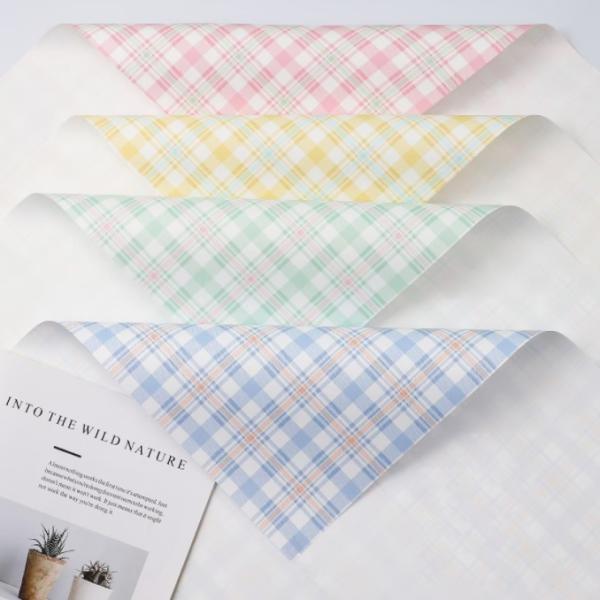 Two-color checkered retro Ouya paper-wrapped flower paper checkered gift flower packaging bouquet wrapping paper wholesale materials