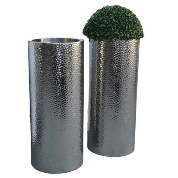 Hammered Pattern Aluminum Flower Pot Rust Proof For Home & Garden