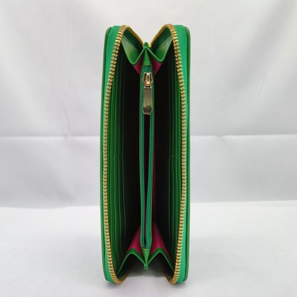 Le concepteur en cuir vert Wallet Thin Zipper de bourses pince pour les femmes WA08