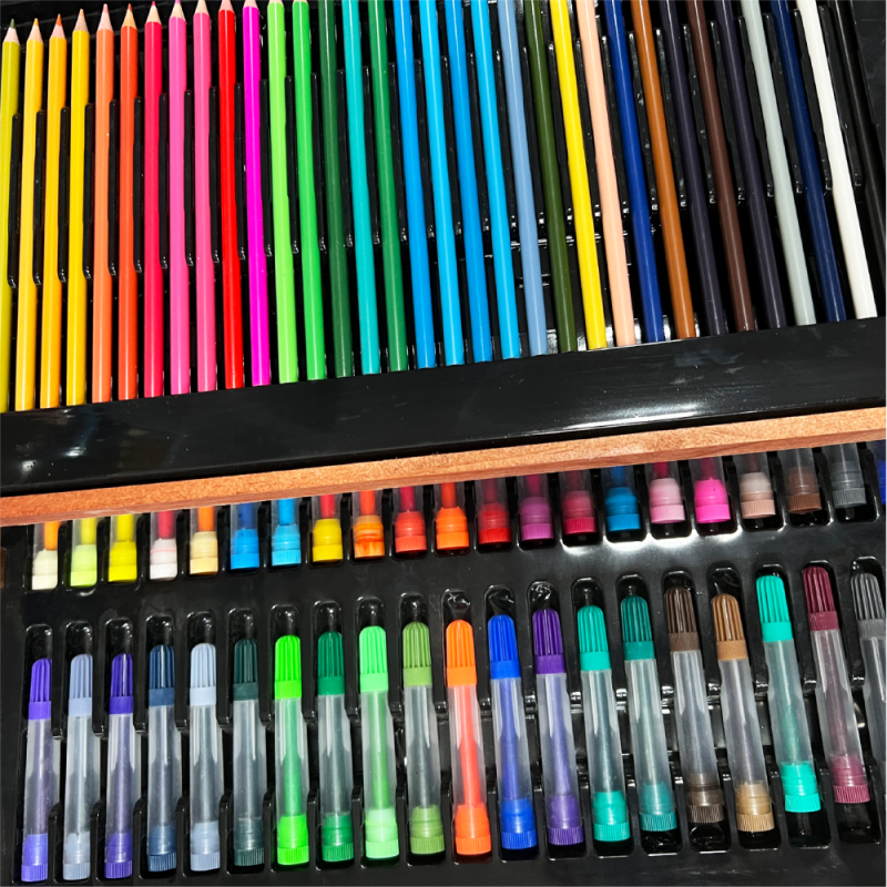 Wholesale 174PCS Deluxe Wooden Case Stationery Gift Kids Drawing  Art Set