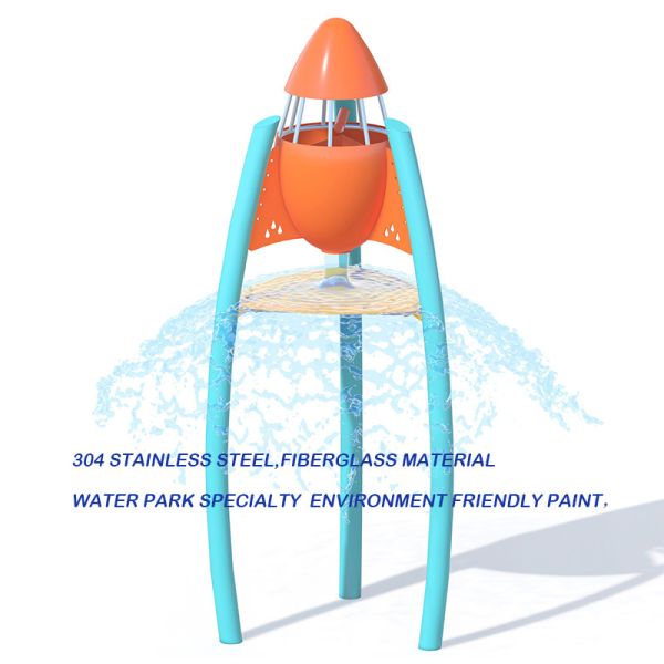   Fiberglass 304 Stainless Steel Tip Bucket Water Play Feature  Aqua Water Park Accessories Commercial Splash Pads