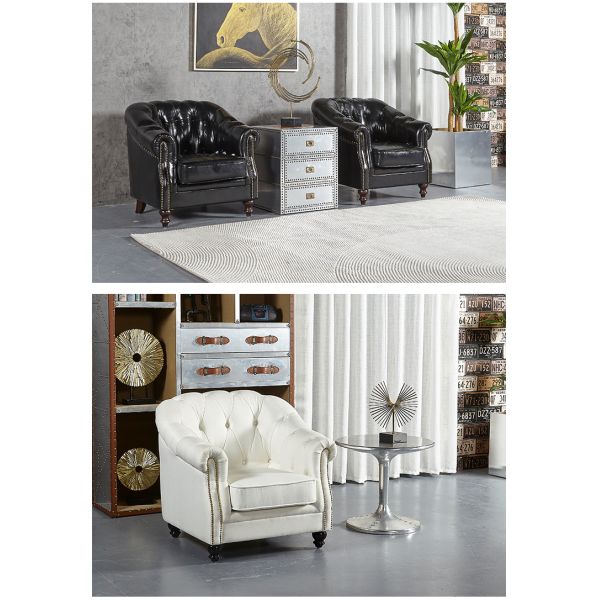 Nidea #8898 Traditional Genuine Leather Chesterfield Arm Set Sofa Sponge Filled Cushions for Living Room Hotel Workshop Luxury Furniture