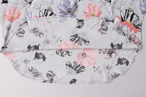 V-Neck Ladies Print Blouse Loose Short Sleeves Decorative Pattern Casual And Fashion