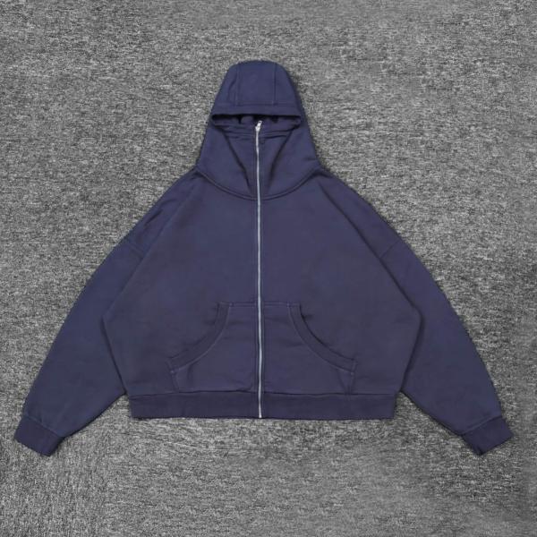 Collar Hooded No Liner Streetwear Heavyweight Distressed Vintage Hoodies For Men