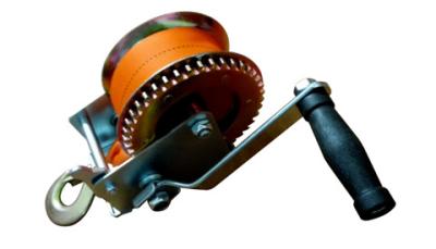 Silver Gray Small Hand Winch , 1500lbs 50mm*10m Strap Lightweight Hand Winch