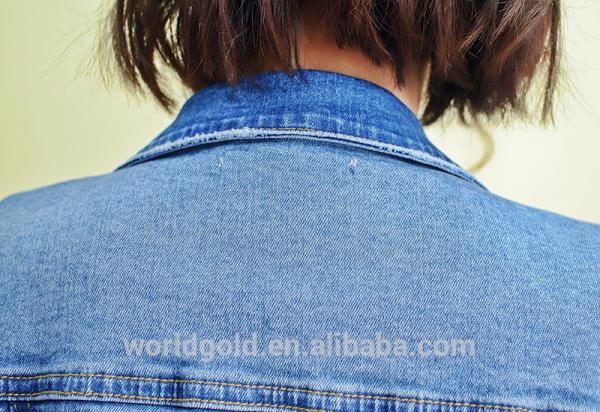 Fancy Distressed Stretch Embroidered Denim Jacket For Womens Fashion Design
