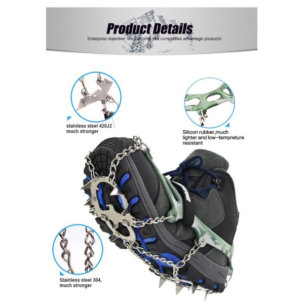 Силикона нержавеющей стали Анти--выскальзывания Crampons Grippers льда всего цепного взбираясь на зима ботинок