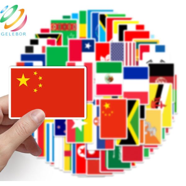 World Countries Flag Patriotic Window Decals Stickers For Notebook Stationery