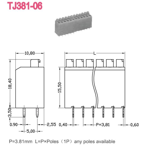 Electrical Spring Terminal Block Phosphor Bronze / Tin Plated 2-28 Poles
