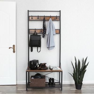 Hallway Coat Rack with Bench, Vintage Coat Stand with Shoe Bench for Sale, UHSR42BX