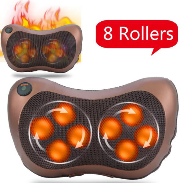 Full Body Heated Back Massager , Head Back Neck Rolling Kneading Massage Pillow