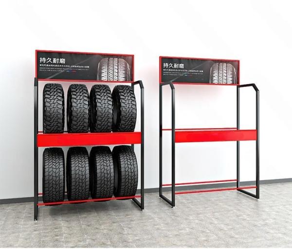 Custom Silksreen Logo Metal Display Stands Trade Show Tire Storage Rack